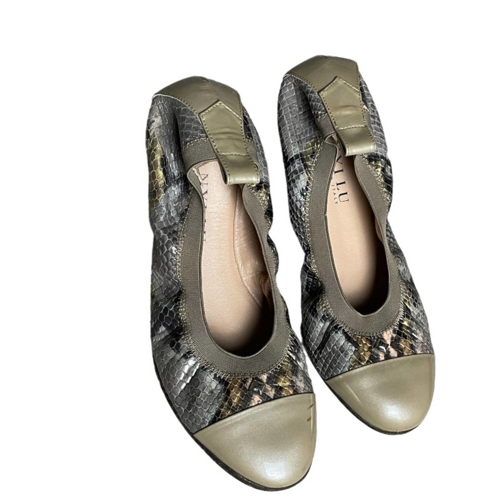 Anyi Lu Snakeskin/Patent Handmade In Italy Ballet Flats SIZE 7.5 - Picture 2 of 5